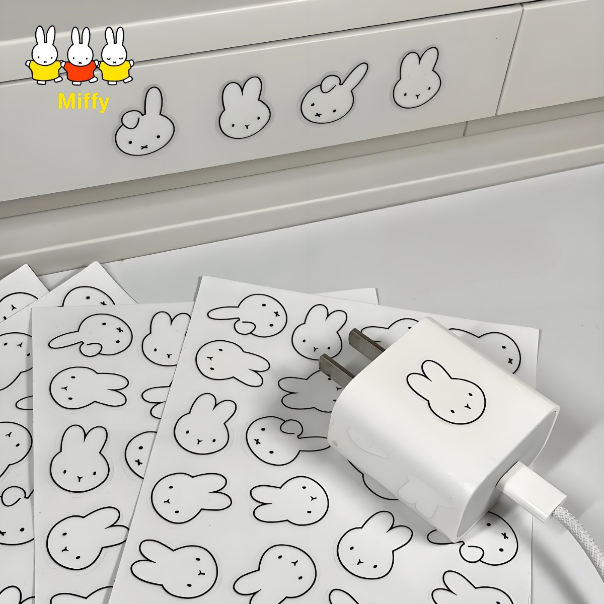 Kawaii 애니메이션 Miffy 토끼 워터 컵 스티커 - Gaming Accessories Cute 리뷰 및 가격