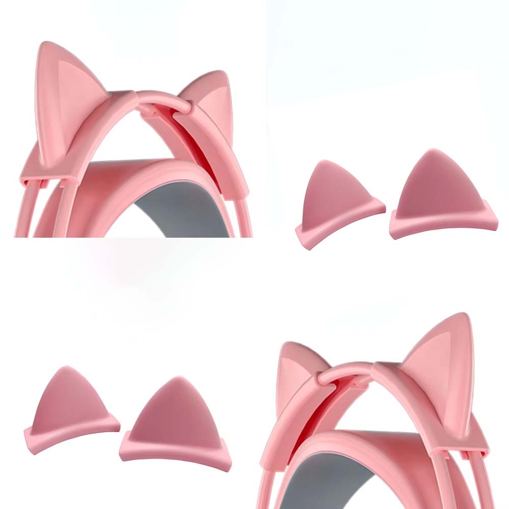 핑크 실리콘 고양이 귀 펜던트 헤드폰 무선 유선 헤드셋 - Gaming Accessories Girls 리뷰 및 가격